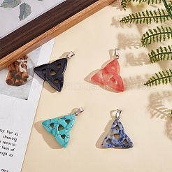 4шт 4 стиля подвески из натуральных и синтетических смешанных драгоценных камней G-SC0001-93