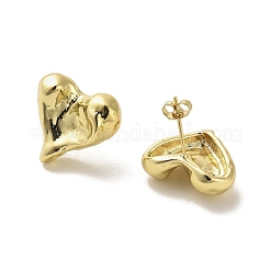 Orecchini a bottone in ottone placcato a forma di cuore&nbsp;EJEW-M240-05G