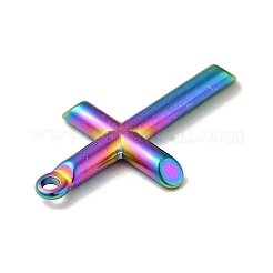 イオンプレーティング（IP）304ステンレスペンダント  クロスチャーム  マルチカラー  33x20x3mm  穴：2mm&nbsp;STAS-G278-03M