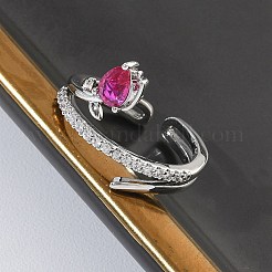Bagues ouvertes en laiton avec micro pavé de zircones cubiques pour femmes&nbsp;RJEW-L343-05P-01