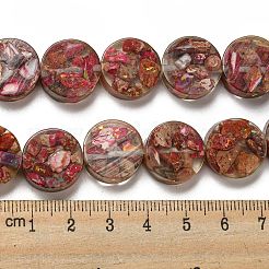 Окрашенная натуральная императорская яшма с нитями смоляных бусин G-G083-E03-01