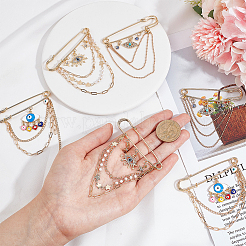 6 шт. 3 набора брошей в форме злого глаза из сплава&nbsp;JEWB-NB0001-21G