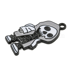 ハロウィンアロイエナメルペンダント  ブラック  スケルトンチャーム  ダークシアン  33x16x2mm  穴：2mm&nbsp;ENAM-M220-02J-B