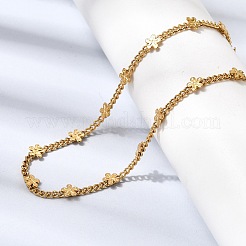 Collane da donna con catena a maglia barbazzale a fiore in acciaio inossidabile 304 da 4.5 mm&nbsp;NJEW-G199-01G