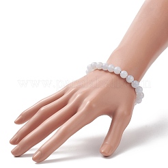ナチュラルブルーカルセドニーラウンドビーズストレッチブレスレット  女性のためのアクセサリー用原石のアクセサリー  内径：2-1/4インチ（5.6cm）  ビーズ：8mm&nbsp;BJEW-JB07701
