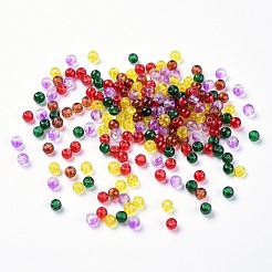 ベーキングペイント、クラックルガラスビーズ  光沢ガラスパール  ラウンド  ミックスカラー  4~4.5x4mm  穴：1mm  約400個/袋&nbsp;DGLA-X0006-4mm-05
