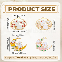 16 шт. 4 стиля подвески из эмалевого сплава в виде кролика и цветка&nbsp;ENAM-LP0002-51