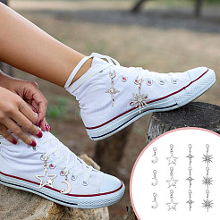 12 шт. 4 стиля подвески для обуви из сплава в виде звезды и луны&nbsp;HJEW-DR00213