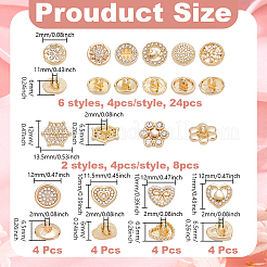 48 шт. 12-цветные пуговицы с тремя отверстиями из сплава со стразами на ножке BUTT-GA0001-43G