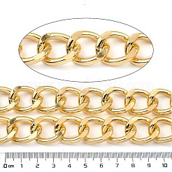 アルミカーブチェーン  溶接されていない  スプールで  ゴールドカラー  22.5x18.5x3.8mm  約16.40フィート（5m）/ロール&nbsp;CHA-C002-04G