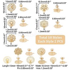 20 шт. 10 стиля серьги-гвоздики из нержавеющей стали 304 фурнитура STAS-UN0041-93