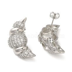 Серьги-гвоздики из латуни с микро-паве и кубическим цирконием для женщин с стойкой для круассанов EJEW-O001-05P