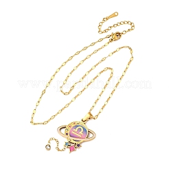 304 Edelstahl Hot Pearl Emaille Konstellation Planet Anhänger Halsketten&nbsp;NJEW-D310-01K-G