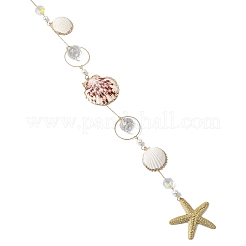 Подвески из гальванизированных ракушек и стекла HJEW-JM04562