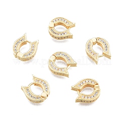 クリスタル ラインストーン フィッシュ シェイプ フープ イヤリング  女性のための真鍮のアクセサリー  ゴールドカラー  12x11x3mm  ピン：1mm&nbsp;KK-A165-11G