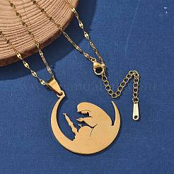 201 ожерелье из нержавеющей стали с подвеской в виде луны и женщины для Рамадана и Ид Мубарак NJEW-D318-02G