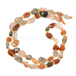 Fili di perle di quarzo rutilato multicolore naturale&nbsp;GG-CBA3A44-C11-01