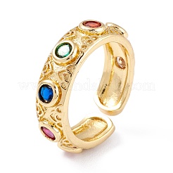 Латунные микро проложить манжеты кольца кубического циркония&nbsp;RJEW-M138-09G