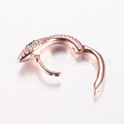 Латунные микро проложить серьги обруча кубического циркония EJEW-F134-01RG