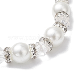 Браслеты из круглых бусин из перламутрового стекла и жемчуга для женщин&nbsp;BJEW-JB12740-01