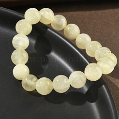Natürliche goldene Seiden-Jade-Rundperlen-Stretcharmbänder für Damen&nbsp;BJEW-F535-01D