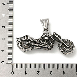 316サージカルステンレスペンダント  バイクの魅力  アンティークシルバー  19x47x8mm  穴：4x8mm&nbsp;STAS-Z073-101AS