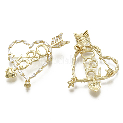 Брошь из латуни с прозрачным кубическим цирконием KK-R136-003-NF