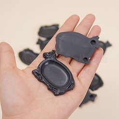 プラスチック製ステーキ皿モデル  マイクロランドスケープホームドールハウスアクセサリー  小道具の装飾のふりをする  ブラック  55x40mm&nbsp;PW-WG498EB-01