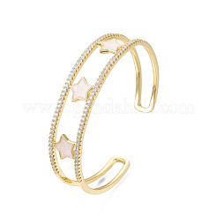 Браслет-кафф с эмалированной звездой и прозрачным кубическим цирконием&nbsp;BJEW-N012-025