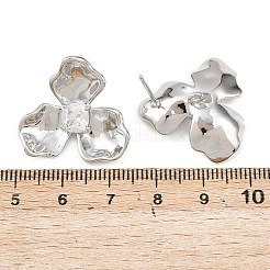 Фурнитура для сережек-гвоздиков из латуни с микропаве из прозрачных кубических цирконий KK-F921-03P