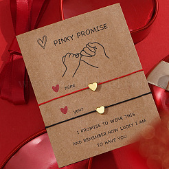 2шт 2-цветные регулируемые браслеты из нейлонового шнура в форме сердца&nbsp;WR4261-7