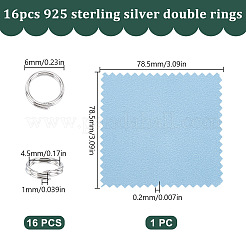 16 шт. 925 разъемных кольца из стерлингового серебра STER-HY0001-16