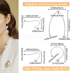 320 шт. 4 крючка для сережек из нержавеющей стали 304 STAS-BBC0004-45