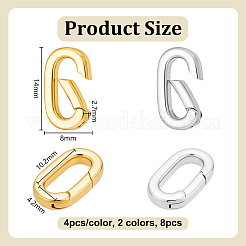 8 Stück 2 Farben Rack-Beschichtung Messing Feder Tor Ringe&nbsp;KK-OC0001-74