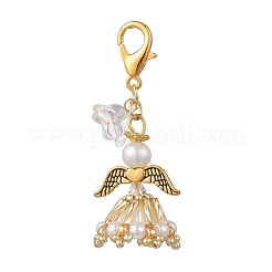 Decorazioni pendenti a forma di angelo con perline di vetro fatte a mano&nbsp;HJEW-MZ00381-05