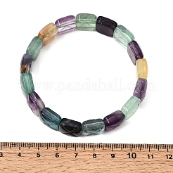 Braccialetti elasticizzati da donna con perline quadrate di fluorite arcobaleno naturale&nbsp;GG-CBA3F02-06
