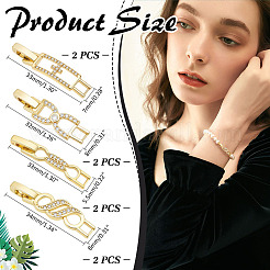 8 шт. 4 стиля застежки для часов с бантом из латуни с прозрачным кубическим цирконием ZIRC-ME0001-04G