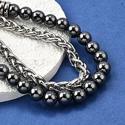 Многорядные браслеты из круглых бусин из натуральных драгоценных камней BJEW-D330-02P