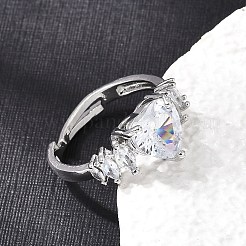 Messing Micro Pave Zirkonia Manschette offene Ringe&nbsp;CU-CBA5C10-08P