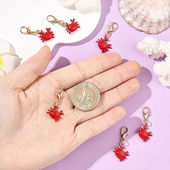 6 шт. подвеска из эмалевого сплава в форме краба&nbsp;HJEW-YW00275