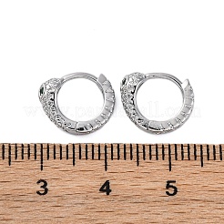 真鍮製キュービックジルコニアフープピアス  ヘビ  プラチナ  11.5x11.5x3.5mm&nbsp;EJEW-Q014-35P