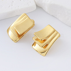女性用幾何学模様の304ステンレススチールスタッドピアス  長方形  ゴールドカラー  25x15mm&nbsp;OI2162