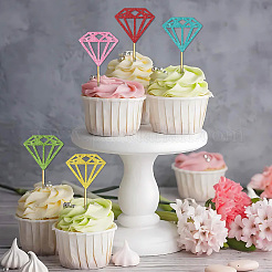 Tortenaufsätze aus Papier und Glitzerpailletten mit Bambusstab&nbsp;DIY-WH20087-008