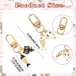 2 шт. эмалевая подвеска в виде кошки и рыбьей кости&nbsp;KEYC-YW00170