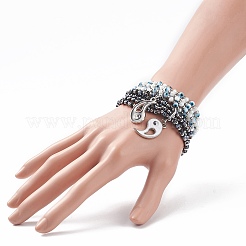 2шт 2-х цветные браслеты лэмпворк сглаз и стекло стрейч многорядные браслеты набор BJEW-JB08785