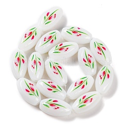 Stampa di perle ovali di vetro per la realizzazione di collane e bracciali&nbsp;GLAA-B020-01A-13