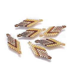 MIYUKI＆TOHO手作り日本のシードビーズリンク  織機模様  菱形  カラフル  32.5~33x12.5~13.5x1.7mm  穴：1.2~1.5mm&nbsp;SEED-E004-J25