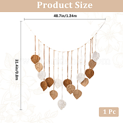Богемный ручной работы хлопковая веревка кисточка в виде листа с деревянными бусинами настенные украшения FIND-WH20019-136B-03