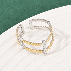 Двухцветные манжетные кольца из нержавеющей стали 304 RJEW-S635-01GP-03