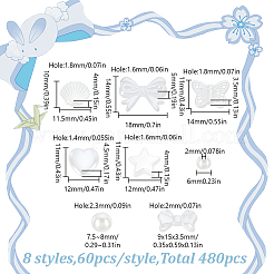 480 шт. 8 стиля бусины из искусственного жемчуга из АБС-пластика OACR-HY0001-19